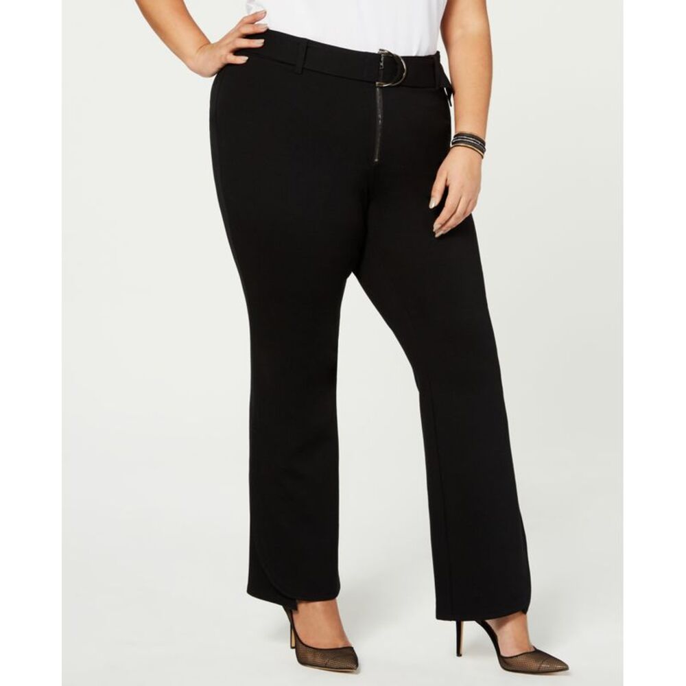 Plus Petite Plus Size Belted Ponte Bootcut Pants